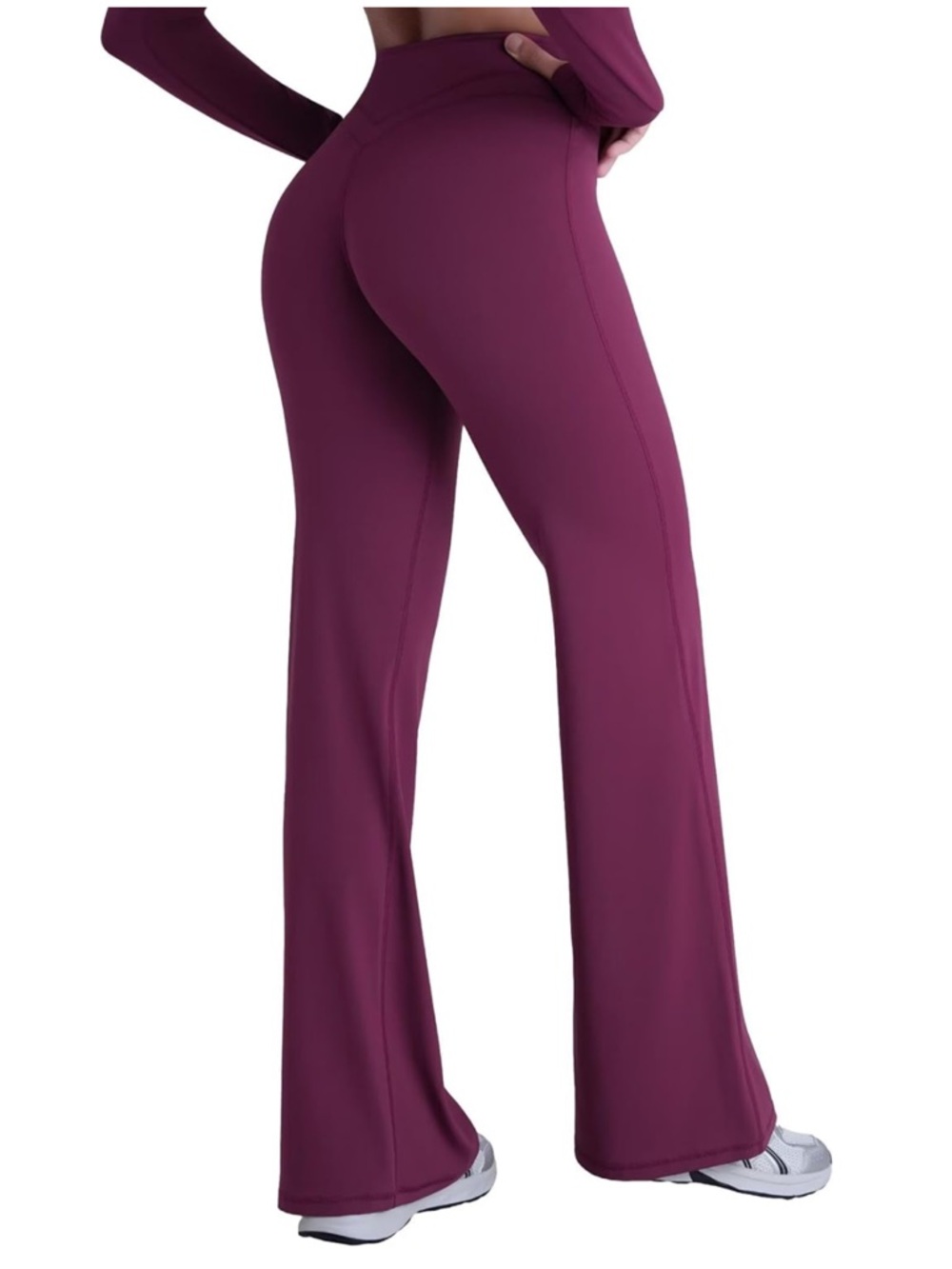 Seamless High-Waist Flare Leggings - Burgundy